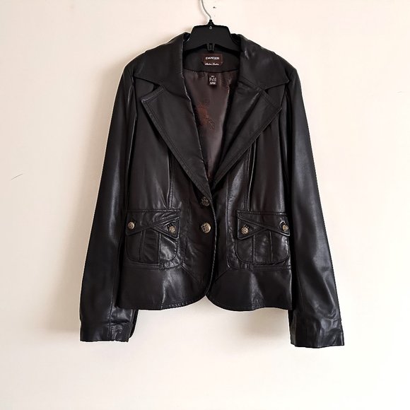 Vintage Danier Soft Genuine Leather Jacket with Button Detail - Picture 1 of 7